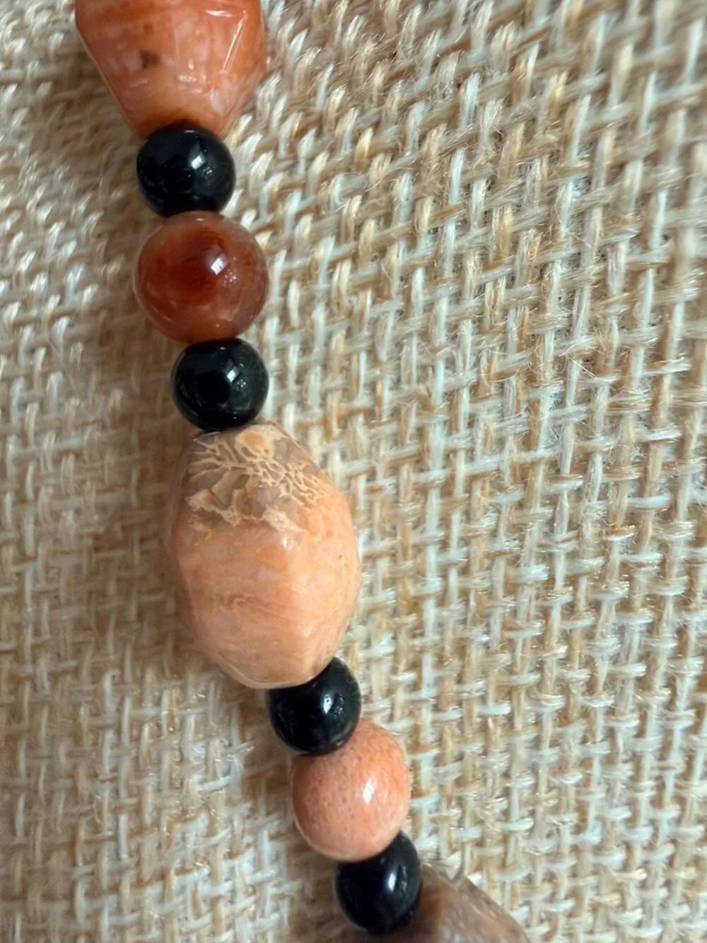 Natural Fossil Coral Necklace | Earth Tone Gemstone | Unisex OOAK Handmade